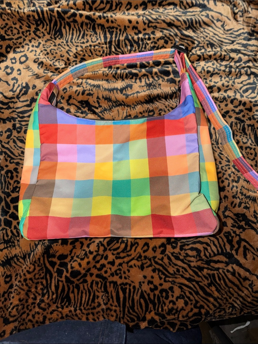 Multi-Color Checkered Shoulder Bag - Women